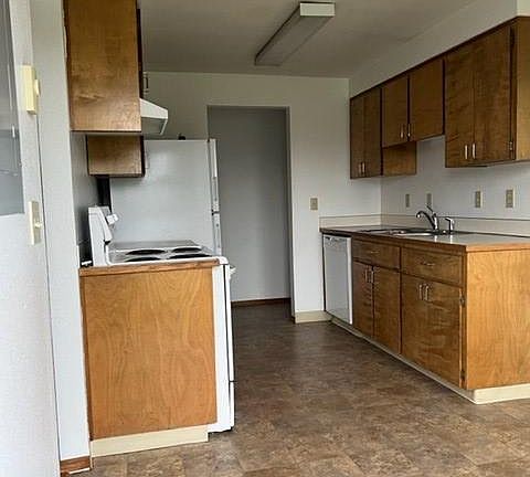 looking into the kitchen from the side door