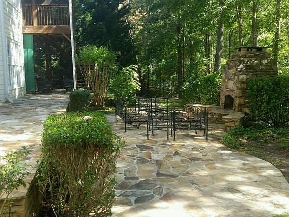 backyard patio and fireplace