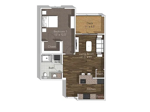 Floor plan 1 Bedroom A