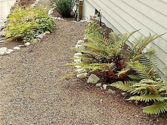 Easy stroll from upper driveway to front yard and front door entrance.