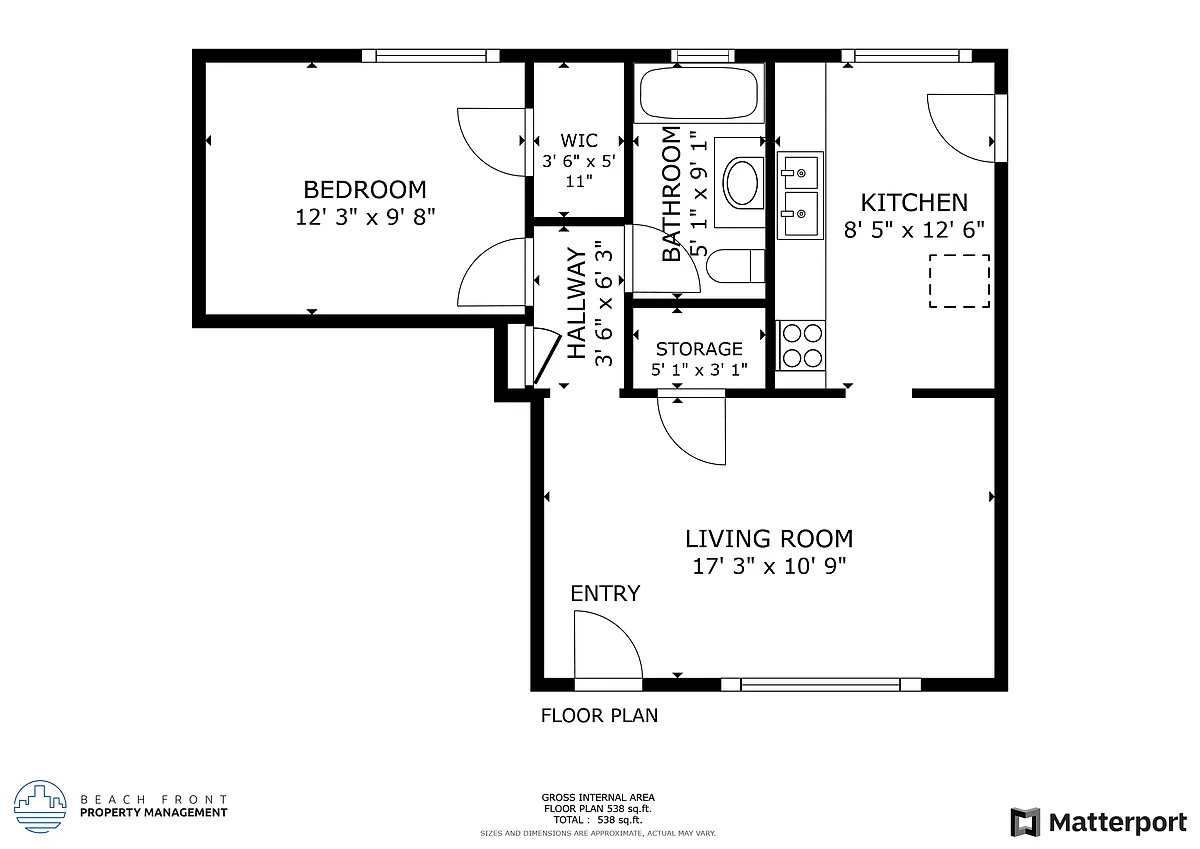 Floor plan 1 Bed 1 Bath