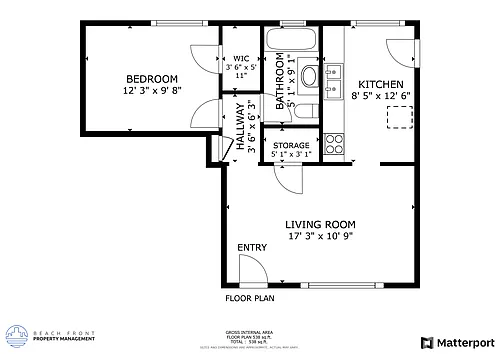 Floor plan 1 Bed 1 Bath