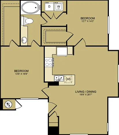 Melrose | 2Bd1Ba | 993SF Melrose | 2Bd1Ba | 993SF