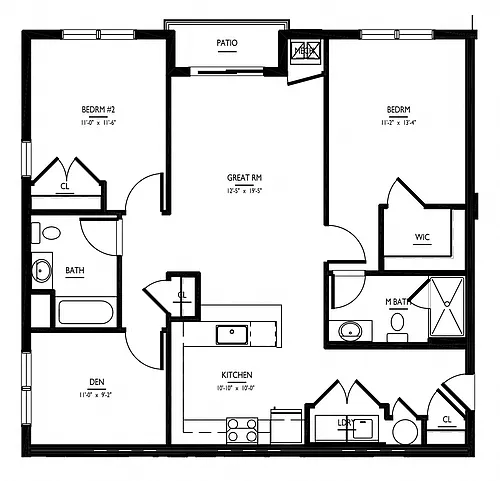 Floor plan 2 Bed/2 Bath Den-D Adapt Phase II