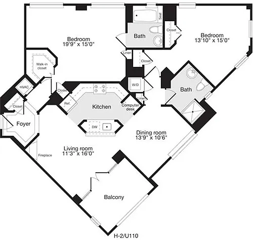 Floor plan 2 Bedrooms Z