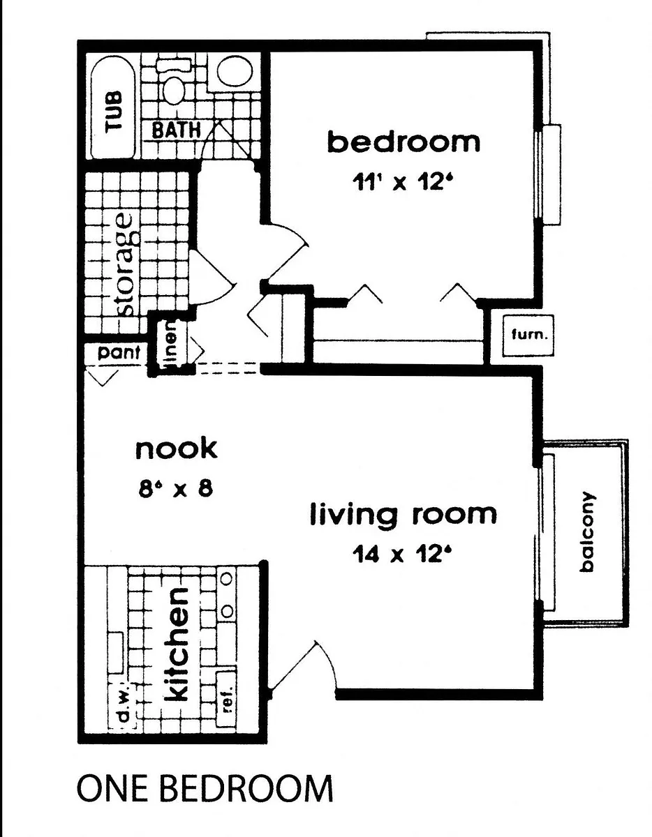 Floor plan 1 Bed | 1 Bath Cathedral Ceiling