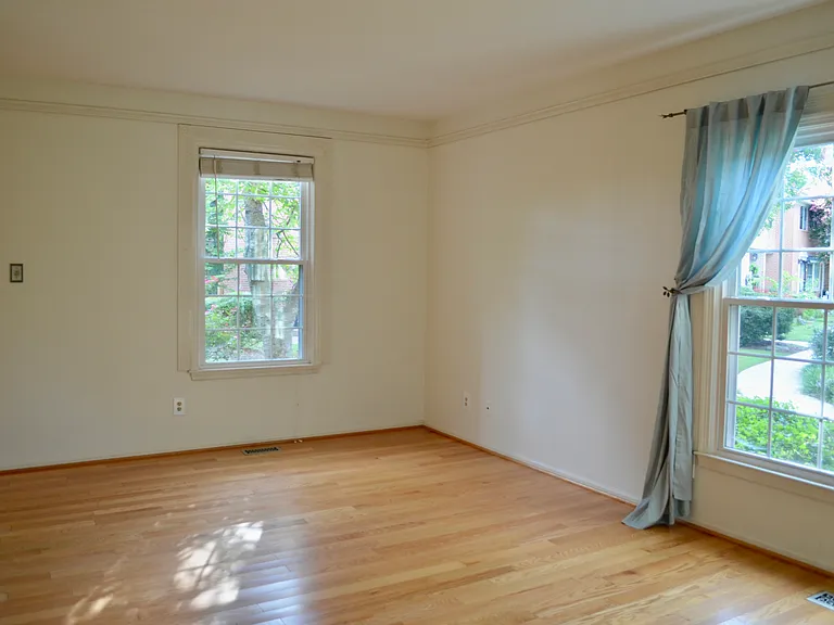 Living room with a view of the creek from the side window.