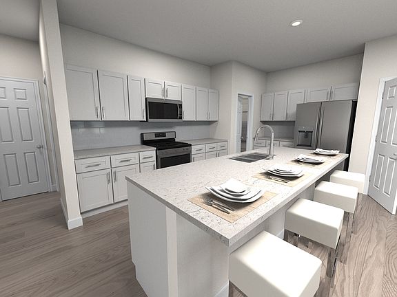 Spacious kitchen with large island.