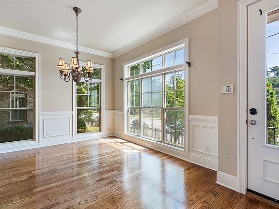 Dining boasts wainscotting