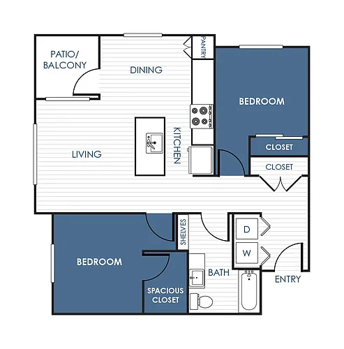 Floor plan 2 Bedroom 1 Bathroom Apartment 21A - 21B