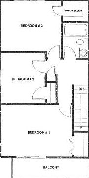 3BR Townhome Floor Plan - 2nd Floor