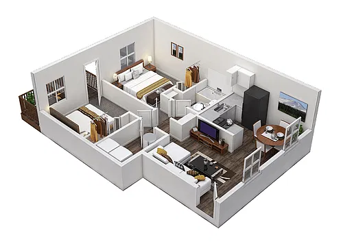 Floor plan 2 Bedroom 1 Bath