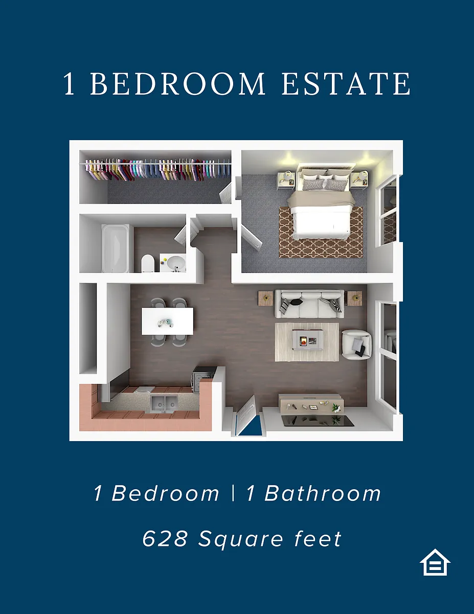 Floor plan 1 BD Estate Reno