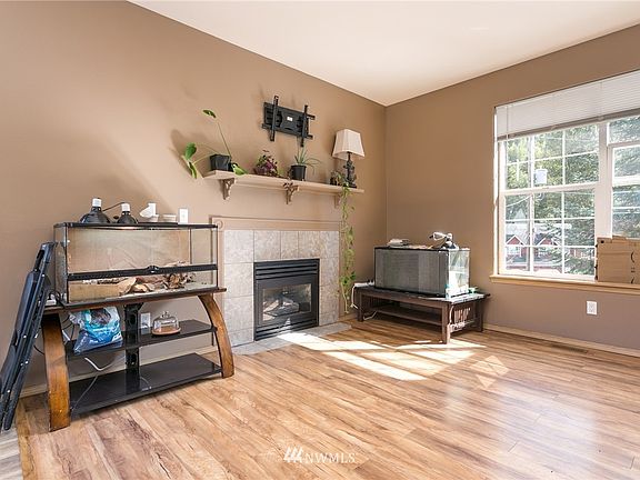 spacious open living room with mountain views