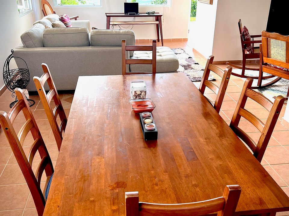 Dining area looking towards living-room. (Before the front wall got new sliding glass doors)