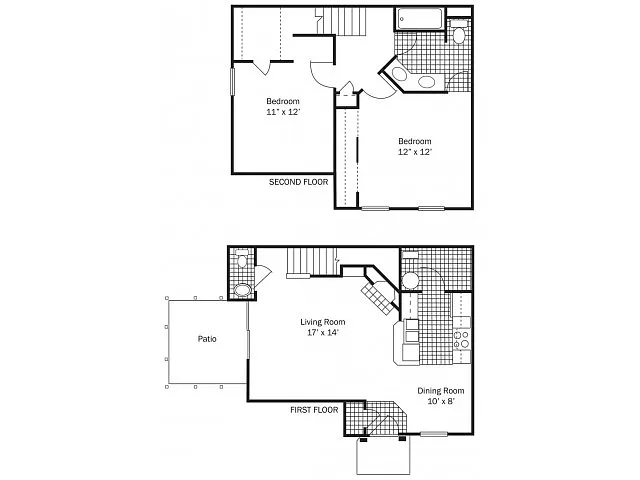 Floor plan Two Bed Townhome B