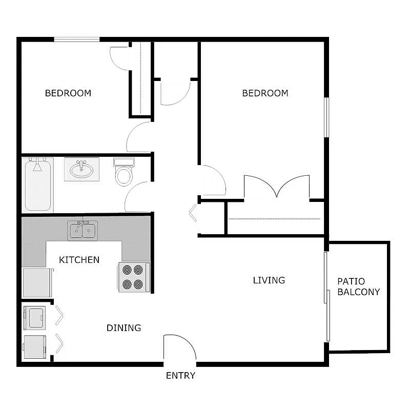 Floor plan 2 Bed 1 Bath