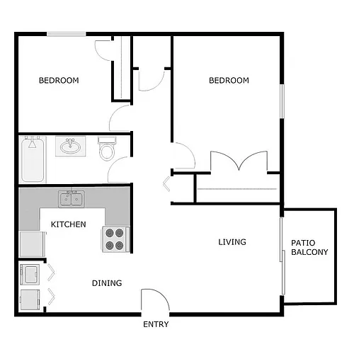Floor plan 2 Bed 1 Bath