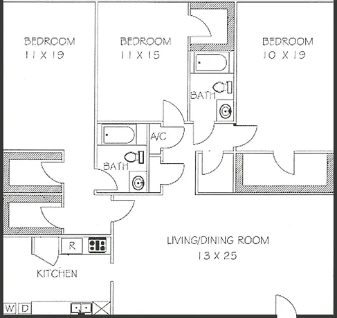 3 Bed 2 Bath Floorplan 3 Bed 2 Bath Floorplan