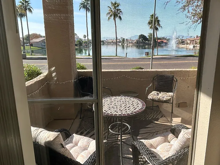 Patio with lake view