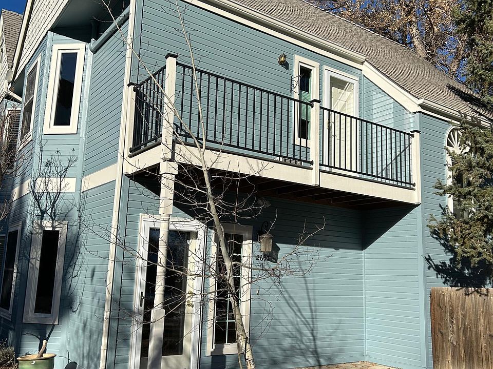 Front door, balcony off master & enclosed patio.