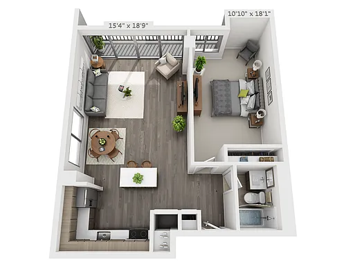 Floor plan Large One Bedroom with Balcony B4