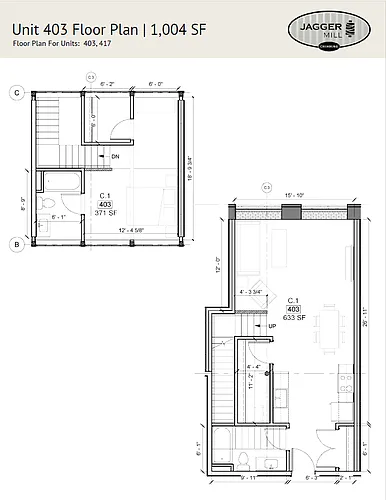 Floor plan 1 BR 2 Bath Loft