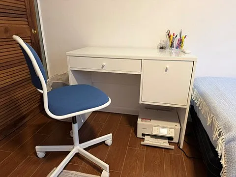 Office desk with Canon Pixma wireless printer, copier, scanner