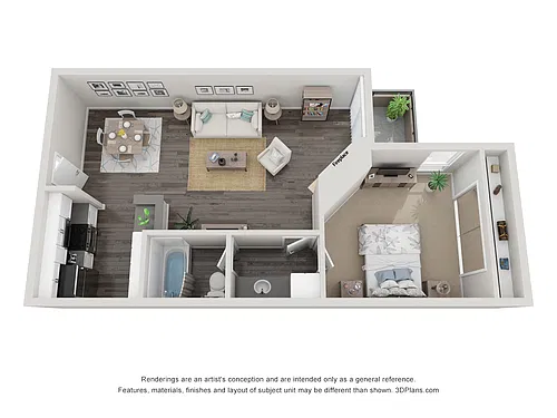 Floor plan One Bedroom-Tower 1 & 2