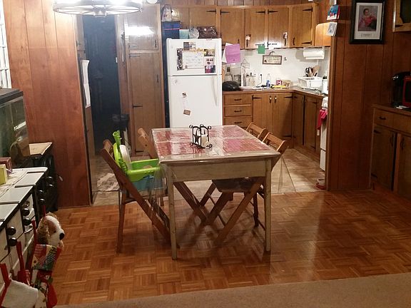 Dining room facing rear of h