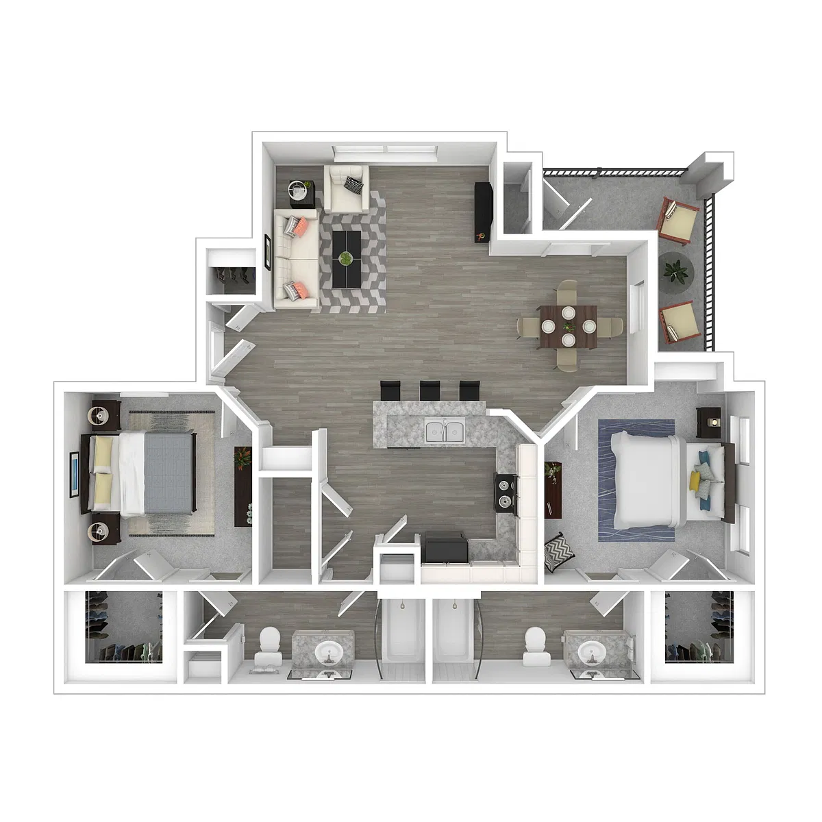 Floor plan Income-Restricted 2 Bedroom, 2 Bath (50%)