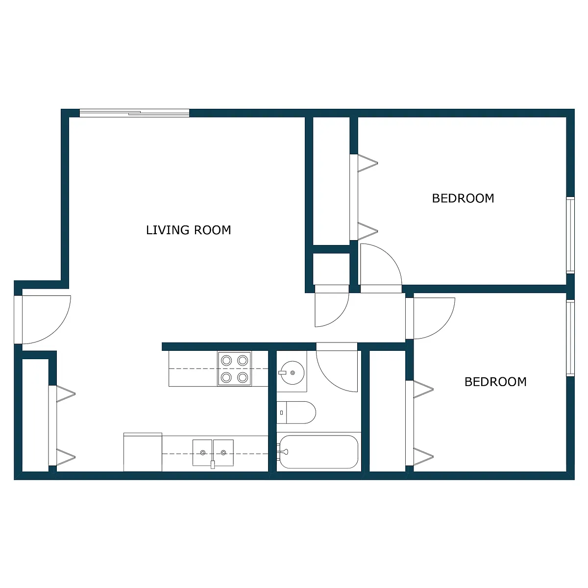 Floor plan Two Bedroom 21E