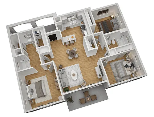 Floor plan The Cottonwood (Three Bed, Two Bath)
