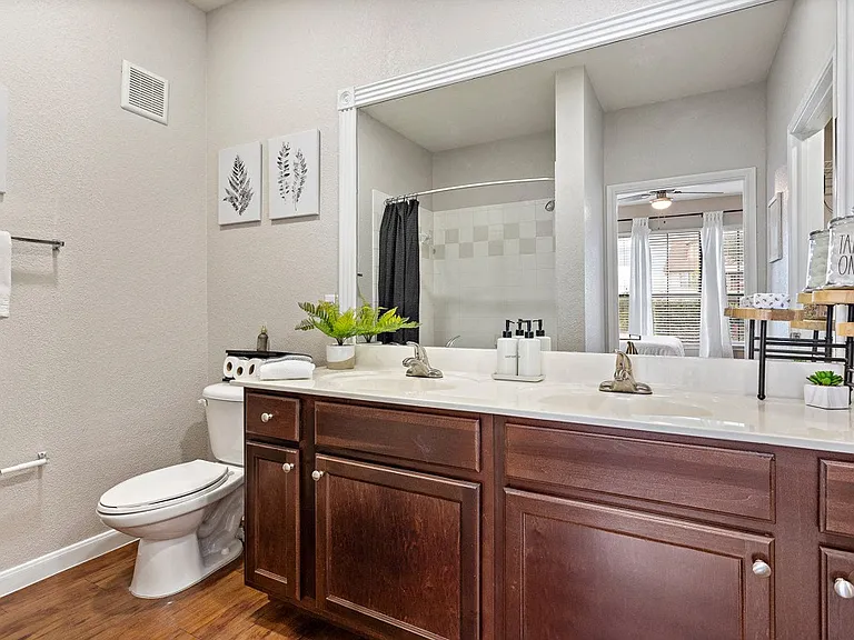 Double vanities and lots of light!