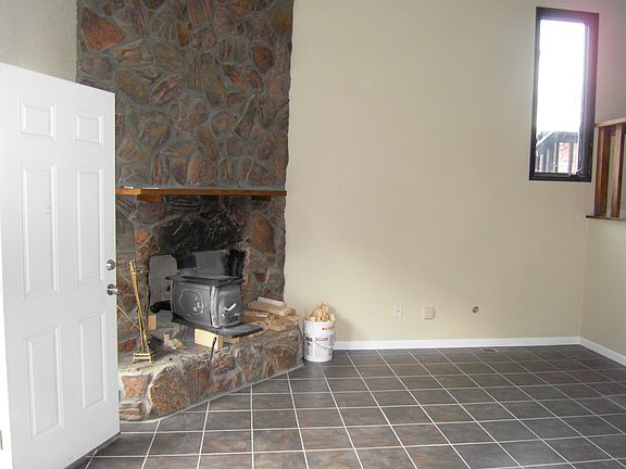 wood stove in living area