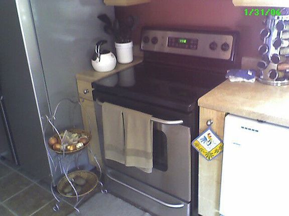 All stainless appliances and sink.