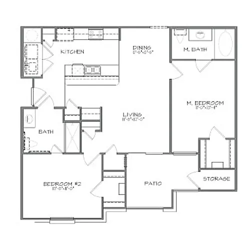 Floor plan 2 Bedroom, 2 Bathroom