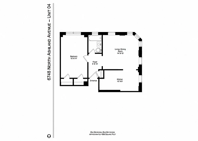 Floor plan 1 Bedroom | 1 Bath (B4)