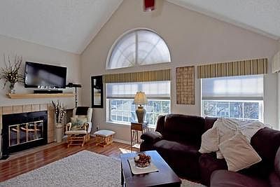Vaulted Ceiling Highlights Large Living Room