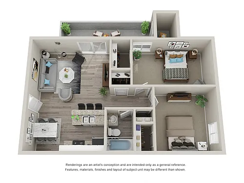 Floor plan B1: 2 Bed 1 Bath