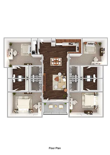 Floor plan D4 - 4x4 Upgraded