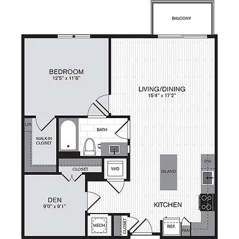 Floor plan 1R-J (Affordable Housing)