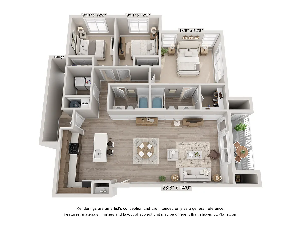 Floor plan 3x2 (Attached Garage)
