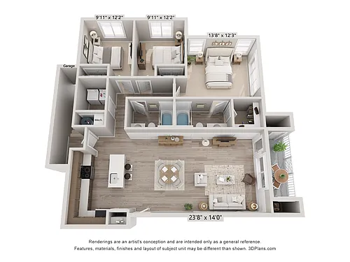Floor plan 3x2 (Attached Garage)
