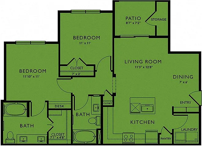 Floor plan Two-Bedroom (B1)