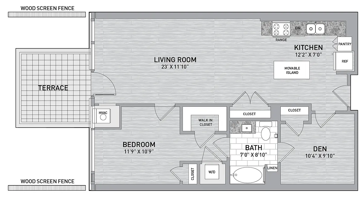 Floor plan 09 Stack - 1 Bed 1 Bath Den-A23.1-T