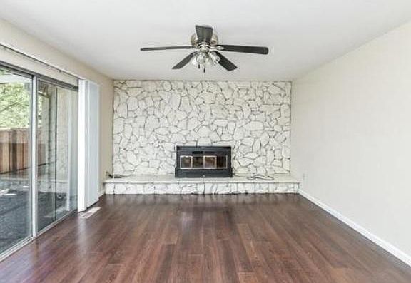 Family room with a fireplace