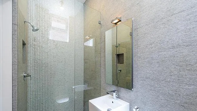 First story bathroom, Japanese glazed tile.