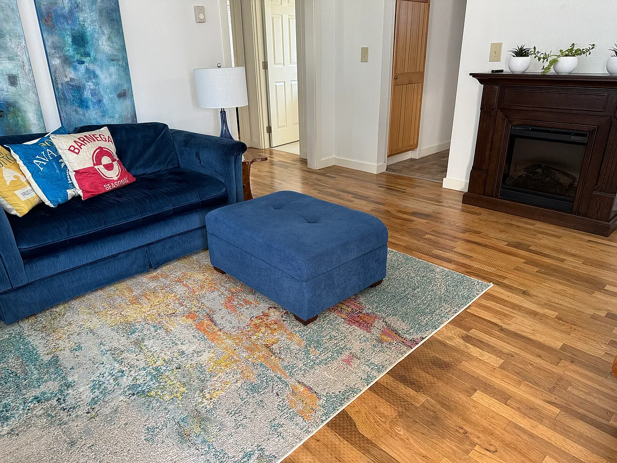 Velvet couch and fireplace. - 515 Garfield Ave SW