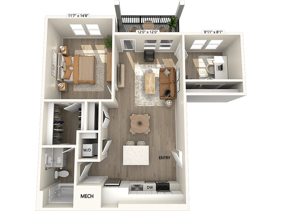 Floor plan AF1D-918sf-DCI